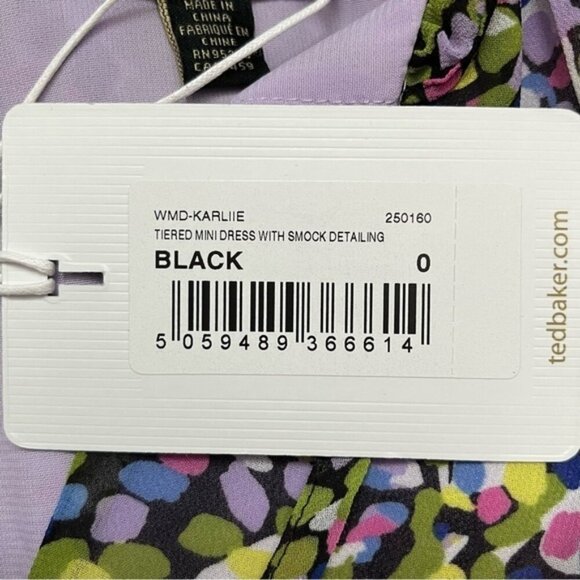NWT TED BAKER Karliie Abstract Floral Confetti Dot Tiered Mini Dress - Picture 9 of 16